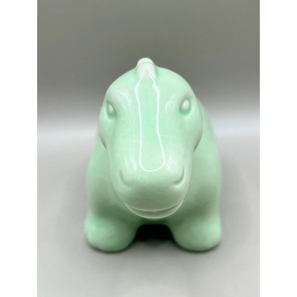 Vtg Mint Green Ceramic Dinosaur Figurine Glossy Seafoam Pottery Decor 3.5